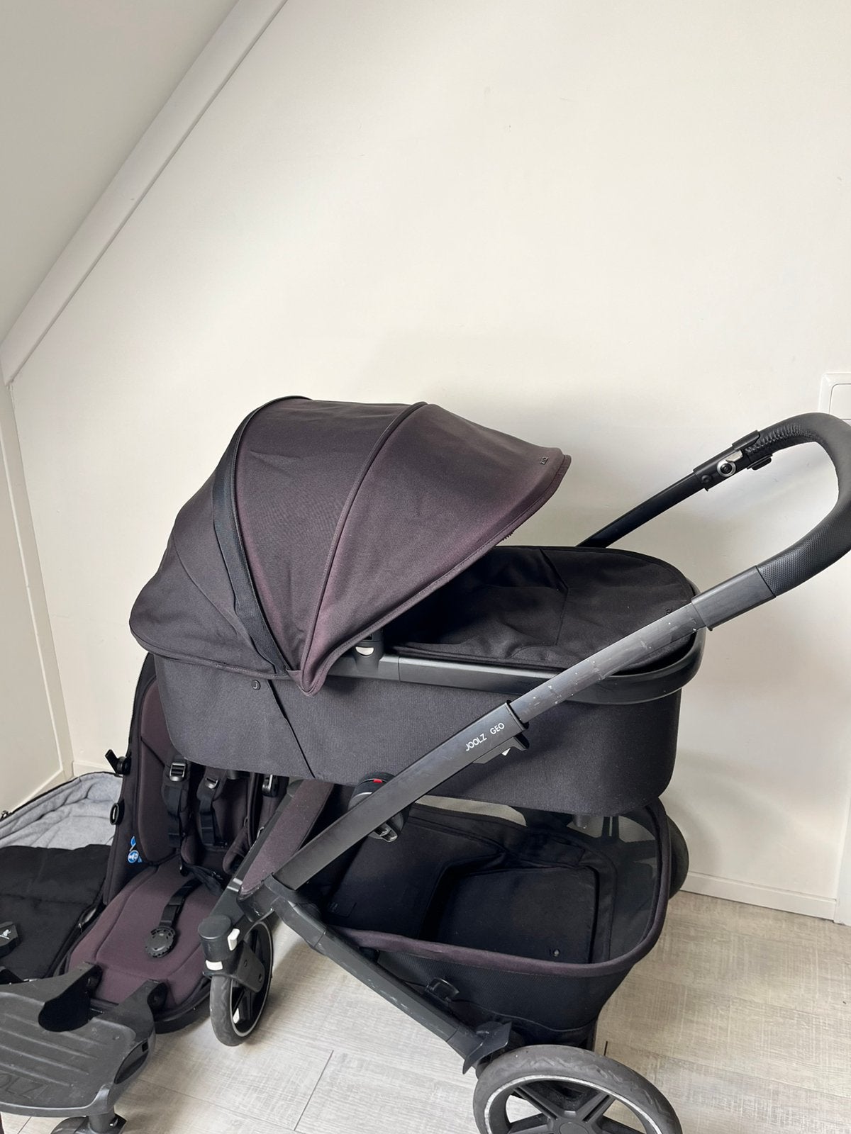 Joolz Geo3 kinderwagen Zwart met veel accessoires, Gebruikt, Duowagen, Ophalen, Kinderwagen