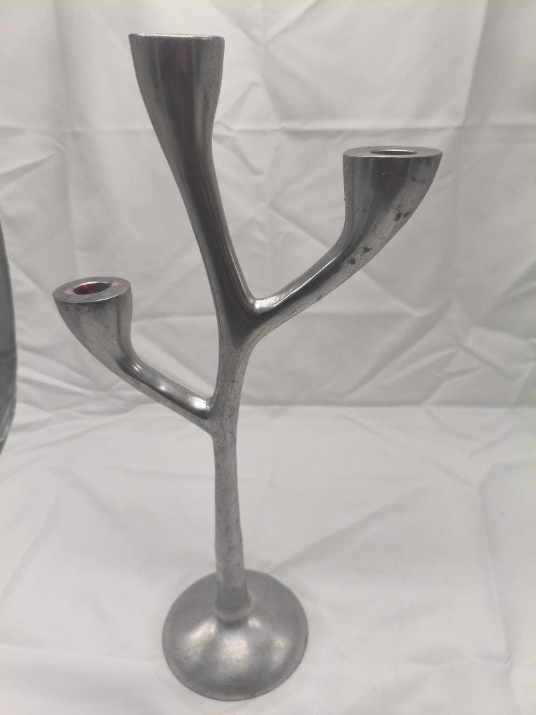 Moderne aluminium kandelaar - 3-armig design, Ophalen, Gebruikt, Overige merken, 39 cm