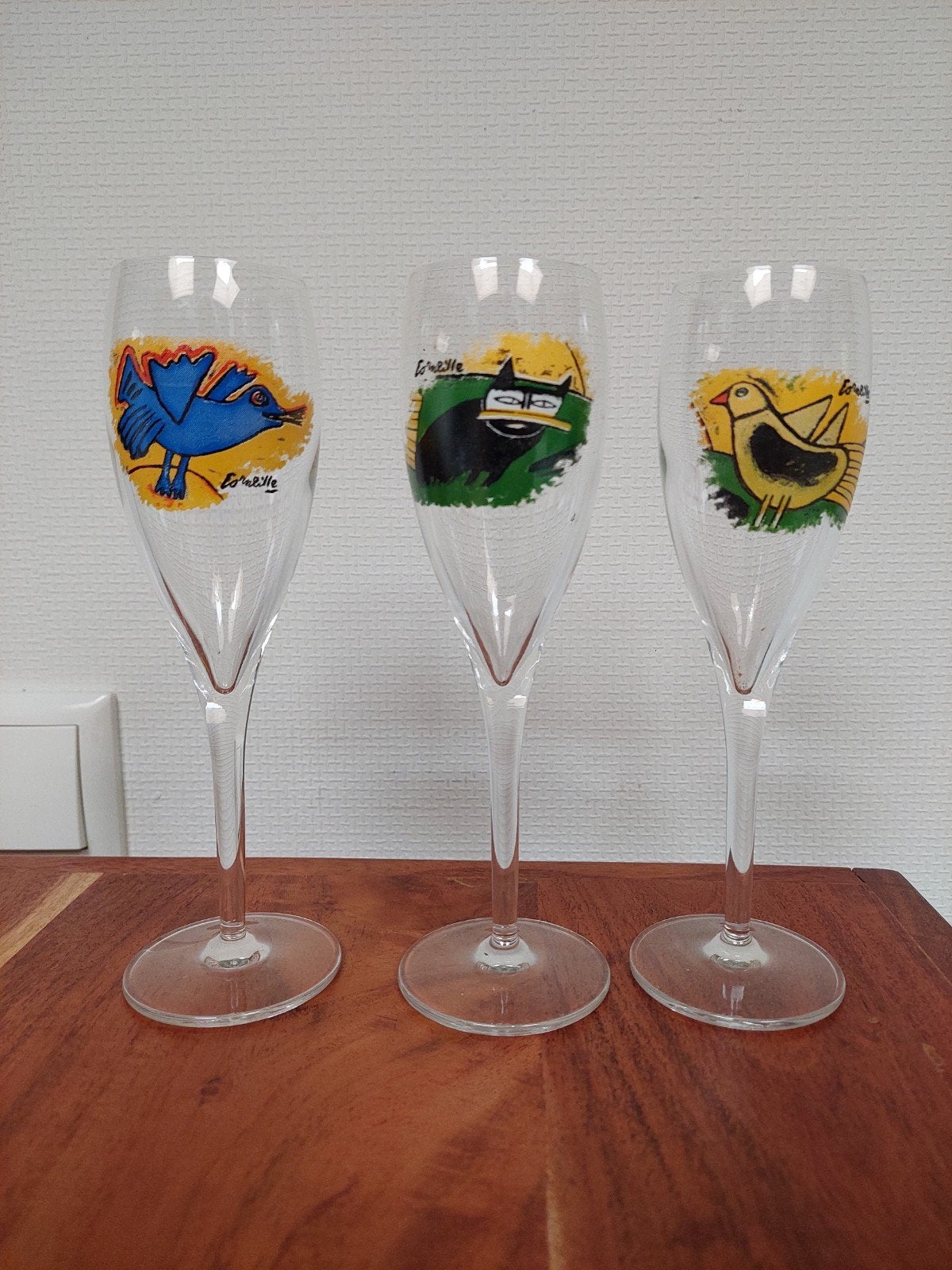 Set van 3 Corneille champagneglazen met dierenprint, Ophalen of Verzenden