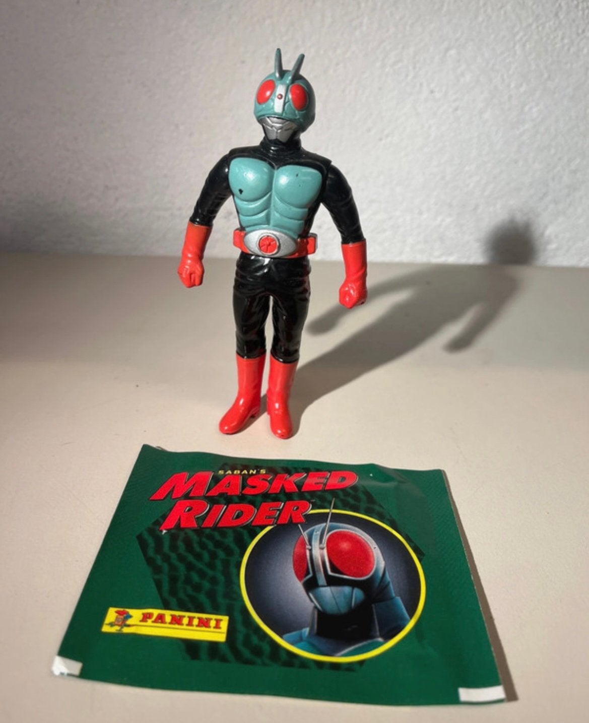 Masked Rider figuur met Panini plaatjes jaren 80’s Toys, Ophalen of Verzenden, Zo goed als nieuw