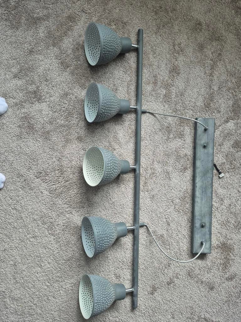 Hanglamp 5 spots betonlook - niet verstelbaar, Ophalen, Gebruikt, Overige materialen, Industrieel, Modern, Betonlook