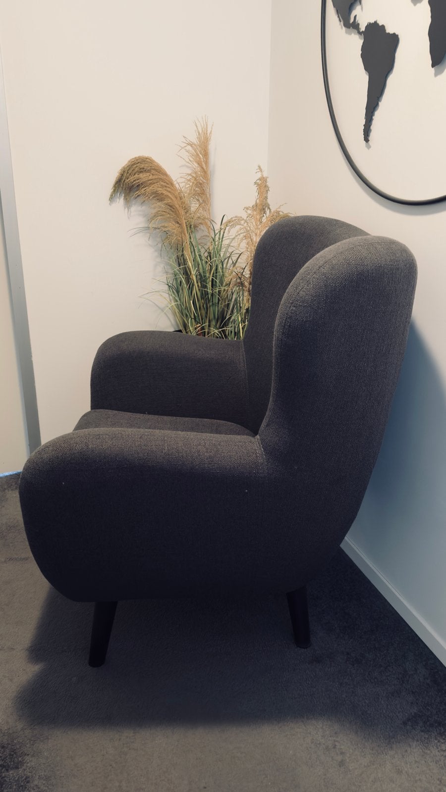 Stijlvolle Fauteuil Viborg - Grijs Stof, Ophalen, Zo goed als nieuw, Stof, 75 tot 100 cm