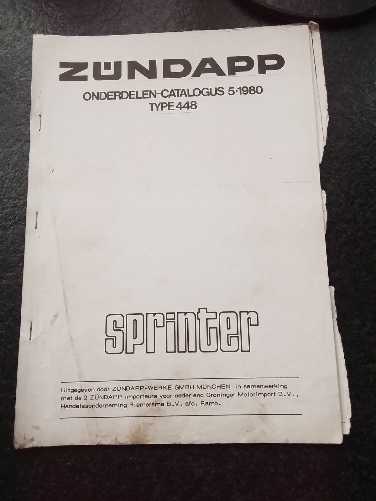 Zundapp onderdelen Catalogus 448, Ophalen of Verzenden, Overige merken