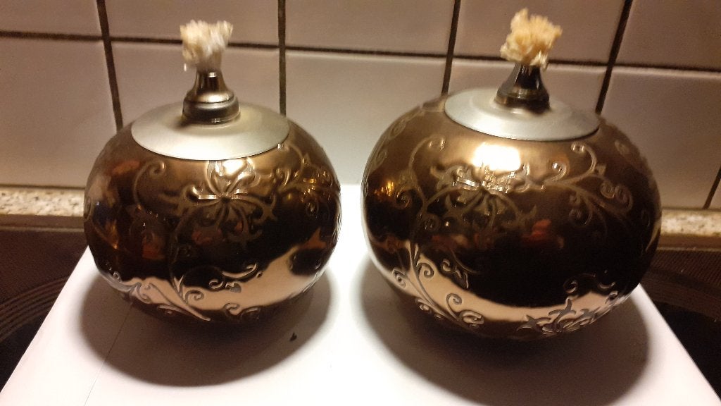2 stuks nieuwe en ongebruikte bol kandelaars, Ophalen, Bruin, Natuurlijk materiaal, Nieuw