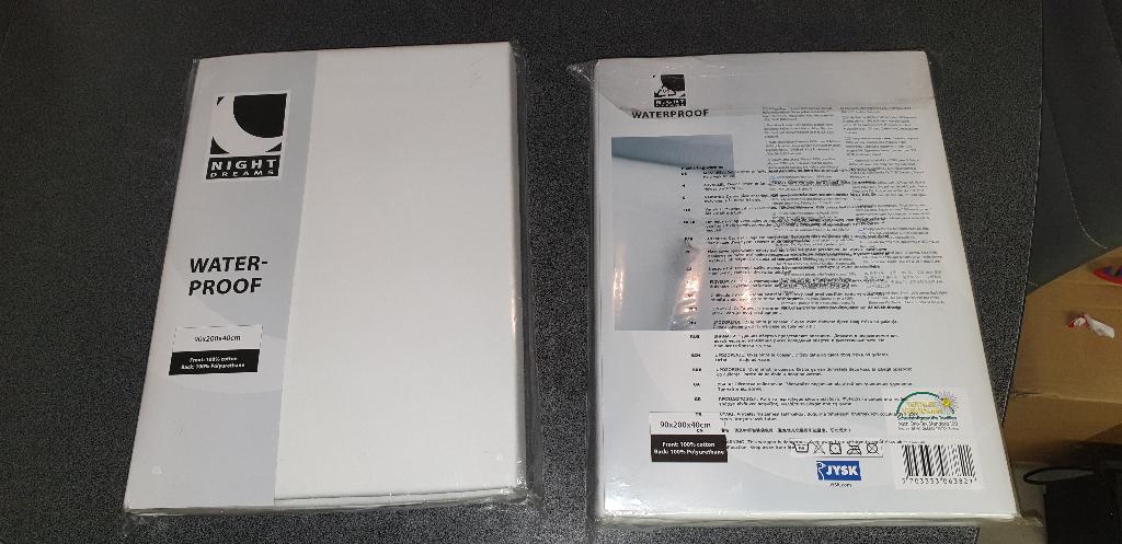 Hoeslakens 90 x200x40 waterdicht (nieuw) 2 stuks, Ophalen, Eenpersoons, Nieuw, Wit