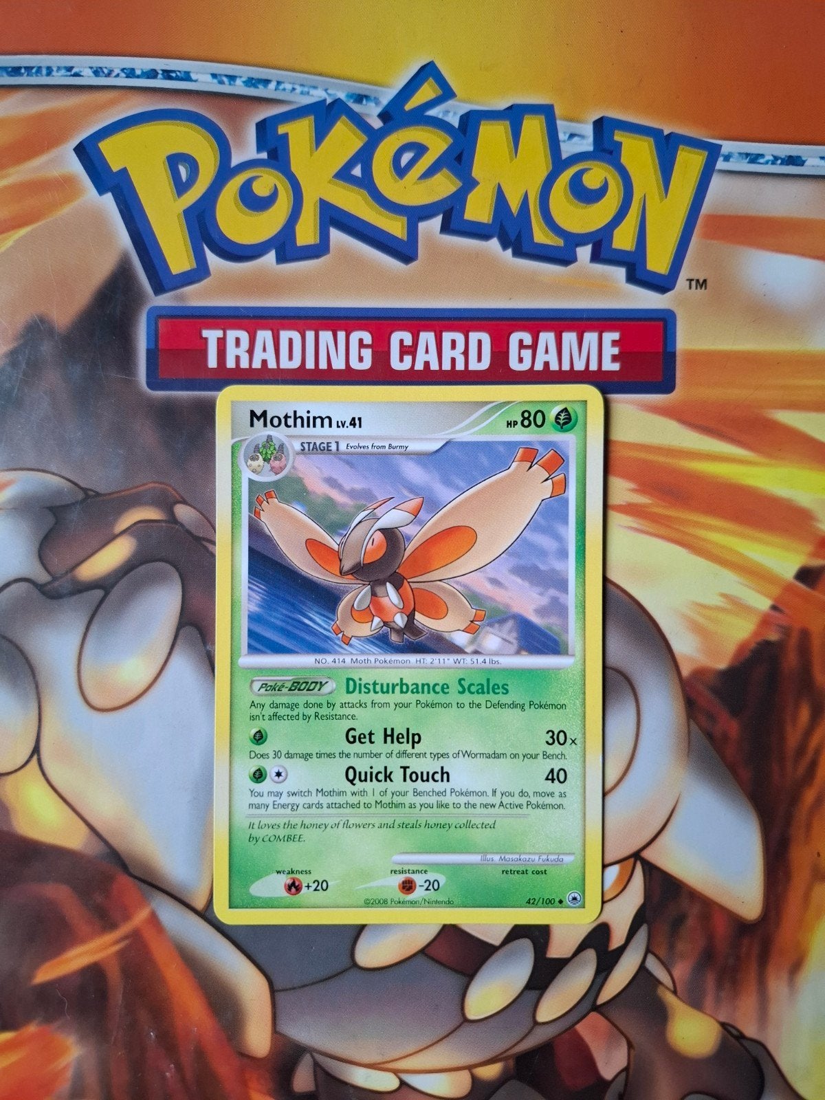 Mothim 42/100 Diamond&Pearl Majestic Dawn pokemon kaart, Ophalen of Verzenden, Zo goed als nieuw, Losse kaart