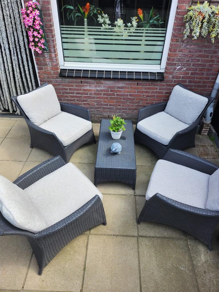 Super mooi loungeset, Tuin en Terras, Ophalen, 4 zitplaatsen, Kunststof, Zo goed als nieuw