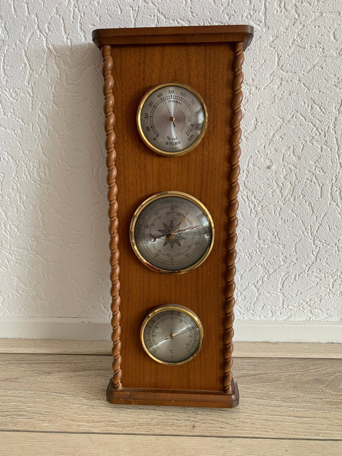 Houten weerstation, Audio, Tv en Foto, Weerstations en Barometers, Ophalen of Verzenden, Gebruikt, Weerstation