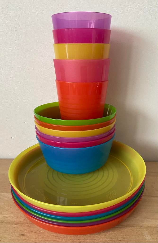 Kinderservies: Bekers, Kommen en Borden Set (Ikea), Ophalen, Zo goed als nieuw