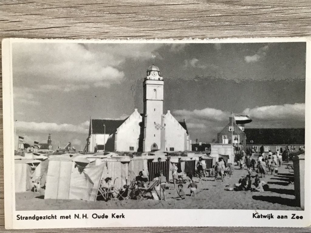 Oude Ansicht Katwijk aan Zee - Strandgezicht Kerk 1950-60, Ophalen of Verzenden, 1940 tot 1960, Gelopen, Zuid-Holland