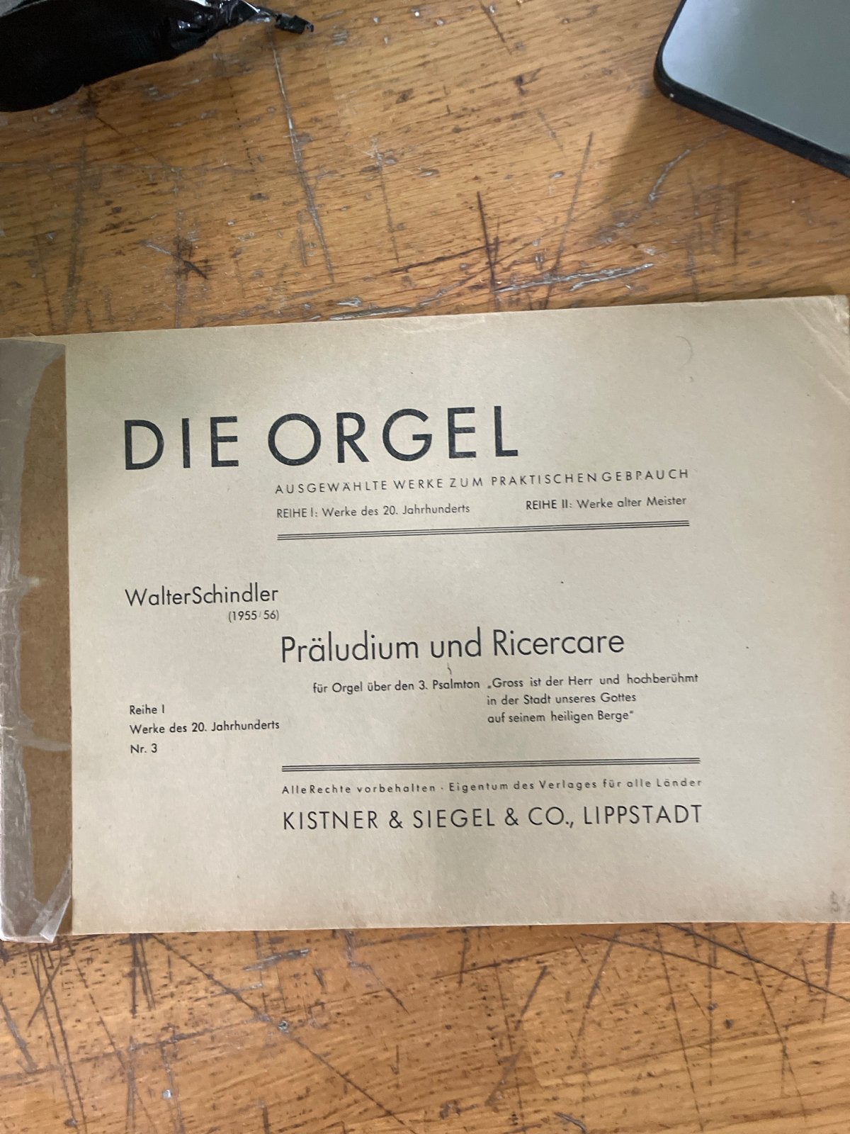 Die Orgel: Präludium und Ricercare van Walter Schindler, Orgel, Gebruikt, Klassiek, Ophalen of Verzenden
