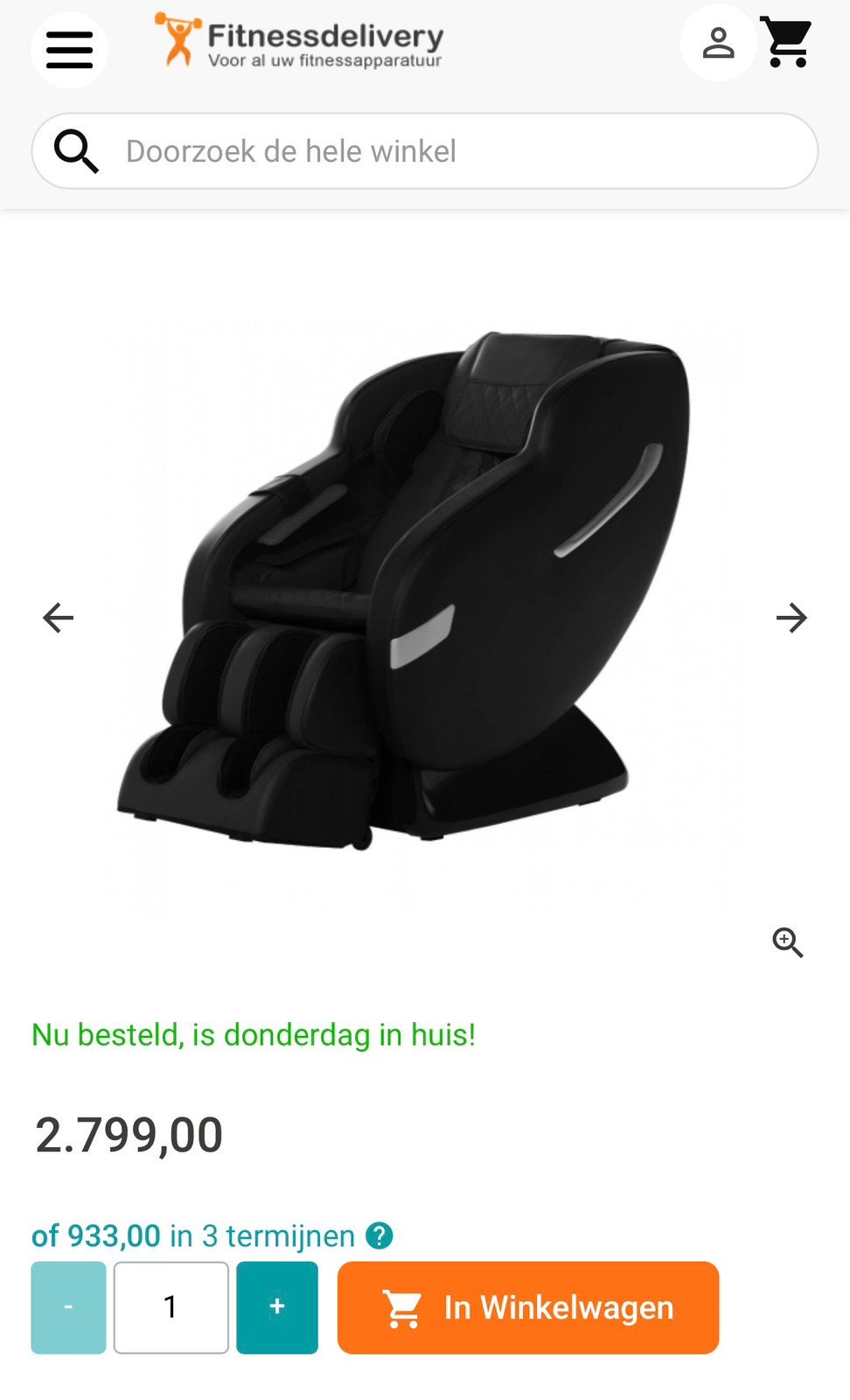 Tchair TC-395 Massagestoel Zo goed als nieuw, Ophalen, Zo goed als nieuw