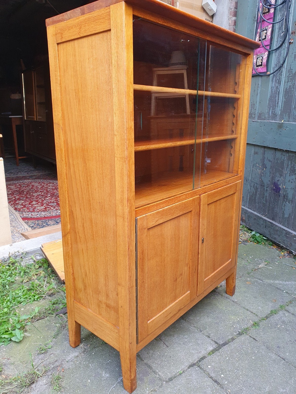 Vintage vitrine kast., Ophalen, Sixties, 50 tot 100 cm, Teakhout