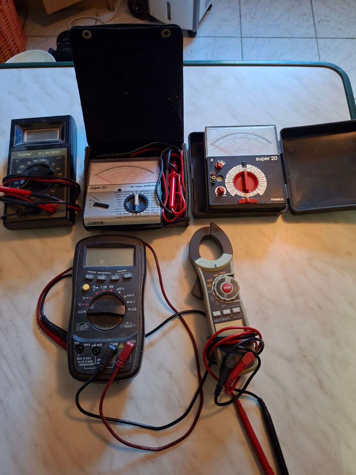 Partij van 5 Multimeters, inclusief 2 Vintage Modellen, Ophalen of Verzenden, Gebruikt, Multimeter