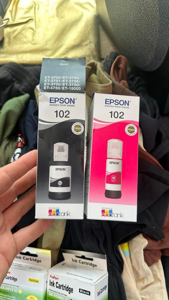 Epson 102 EcoTank Inktflesjes Zwart & Magenta, Ophalen of Verzenden, Zo goed als nieuw