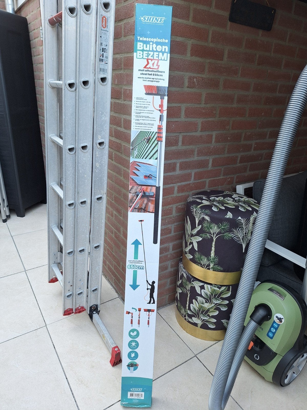 Shine Telescopische Buiten Bezem XL - 6.5m uitschuifbaar, Ophalen of Verzenden, Nieuw, Overige typen, Overige merken