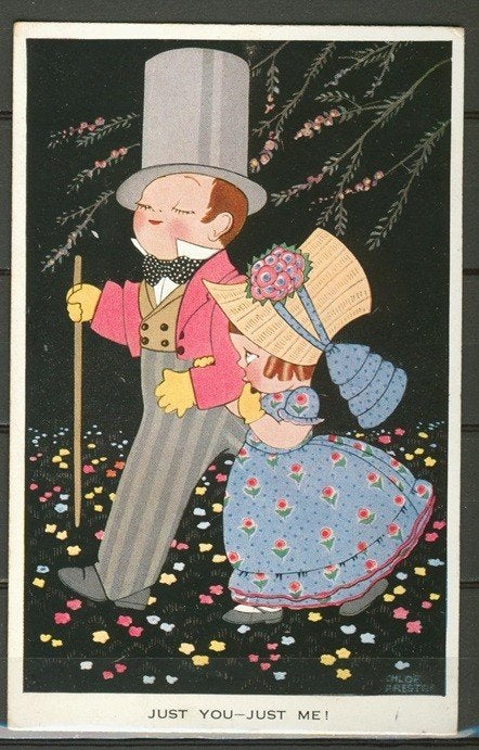 Kinderkaart 1923 Valentijnskaart Vintage Ansichtkaart a-99a, Verzamelen, Ophalen of Verzenden, 1920 tot 1940, Gelopen, Klederdracht