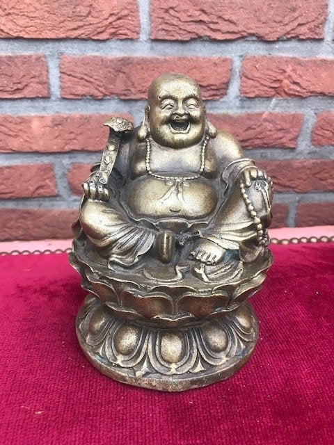 fraaie bronzen geluksboeddha, Antiek en Kunst, Ophalen of Verzenden