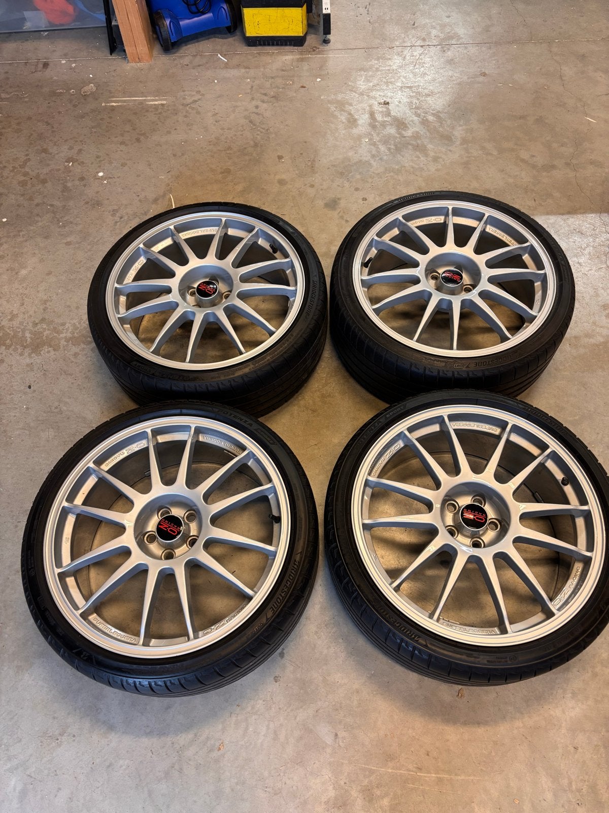 OZ Racing Superleggera 19 inch velgen met Bridgestone banden, Gebruikt, Banden en Velgen, Personenwagen, Ophalen