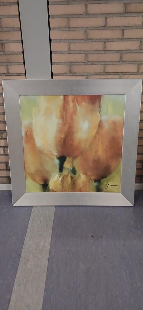 Schilderij met tulpen van Greetje Feenstra € 100,00, Antiek en Kunst, Ophalen