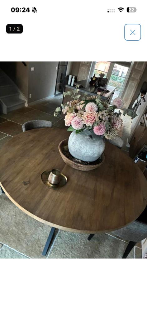Tafel blad dik eiken 160 cm rond, Huis en Inrichting, Ophalen, Rond, 150 tot 200 cm