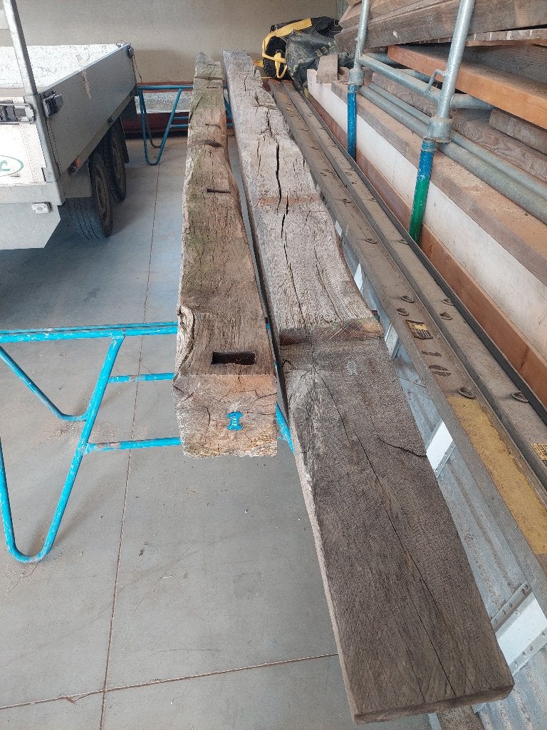oude houten balk, Doe-het-zelf en Verbouw, Ophalen, Gebruikt, Eiken, Balk