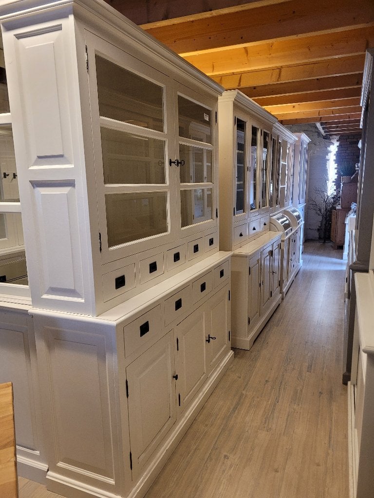 *ACTIE* Mooie Brocante Witte Buffetkast Winkelkast (2625E), Gebruikt, 200 cm of meer, 150 tot 200 cm, Met lade(s)