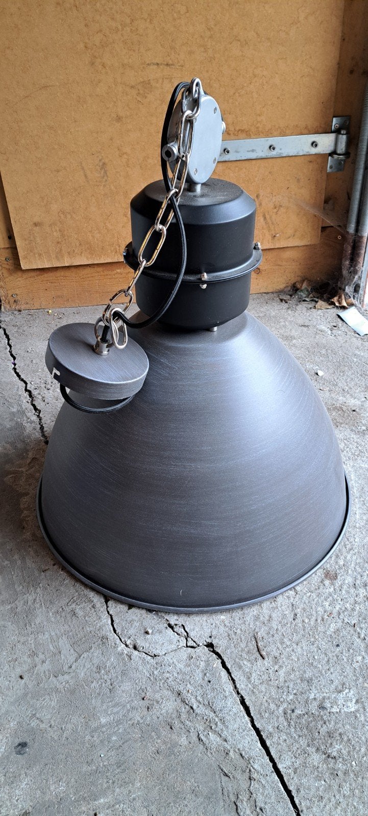 Industriële hang lamp, Ophalen of Verzenden, Gebruikt, Metaal, E27 (groot)