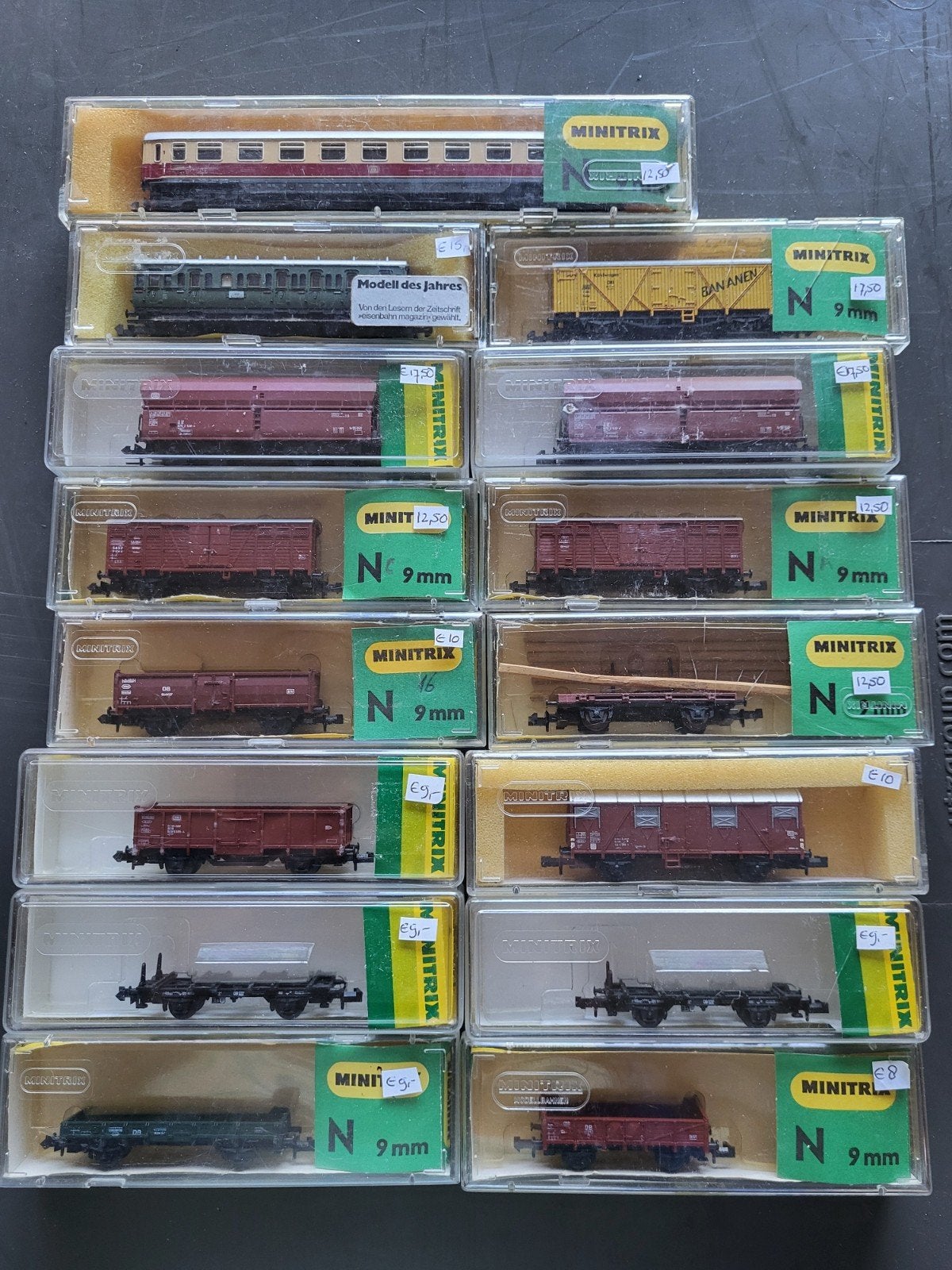 Diverse wagens spoor N, Minitrix, Gebruikt, Gelijkstroom, Trix, Wagon