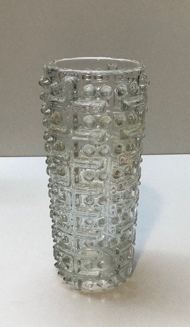 Vintage glazen cilinder vaas - Frantisek Peceny Candelwax, Overige kleuren, Ophalen of Verzenden, Minder dan 50 cm, Glas