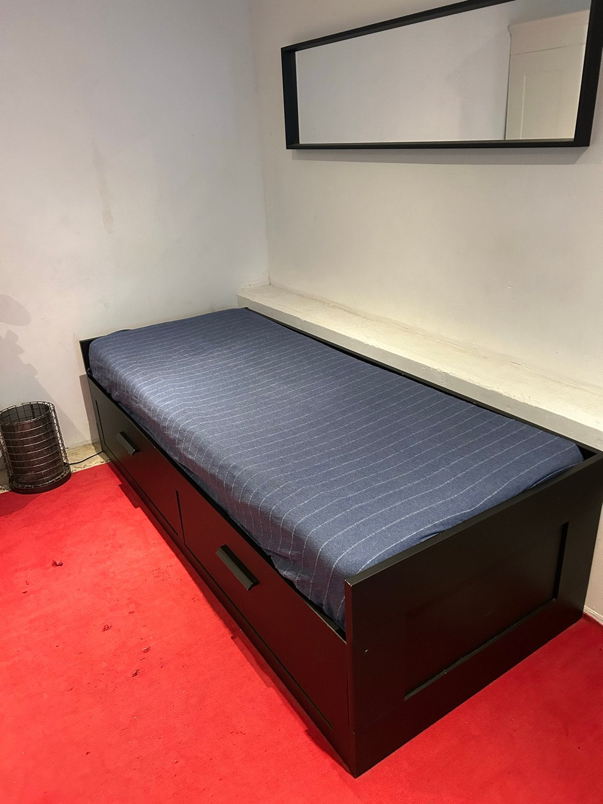 IKEA Brimnes - Uitschuifbaar bed met opberglades (zwart), Ophalen, Zwart, Tweepersoons, 80 cm