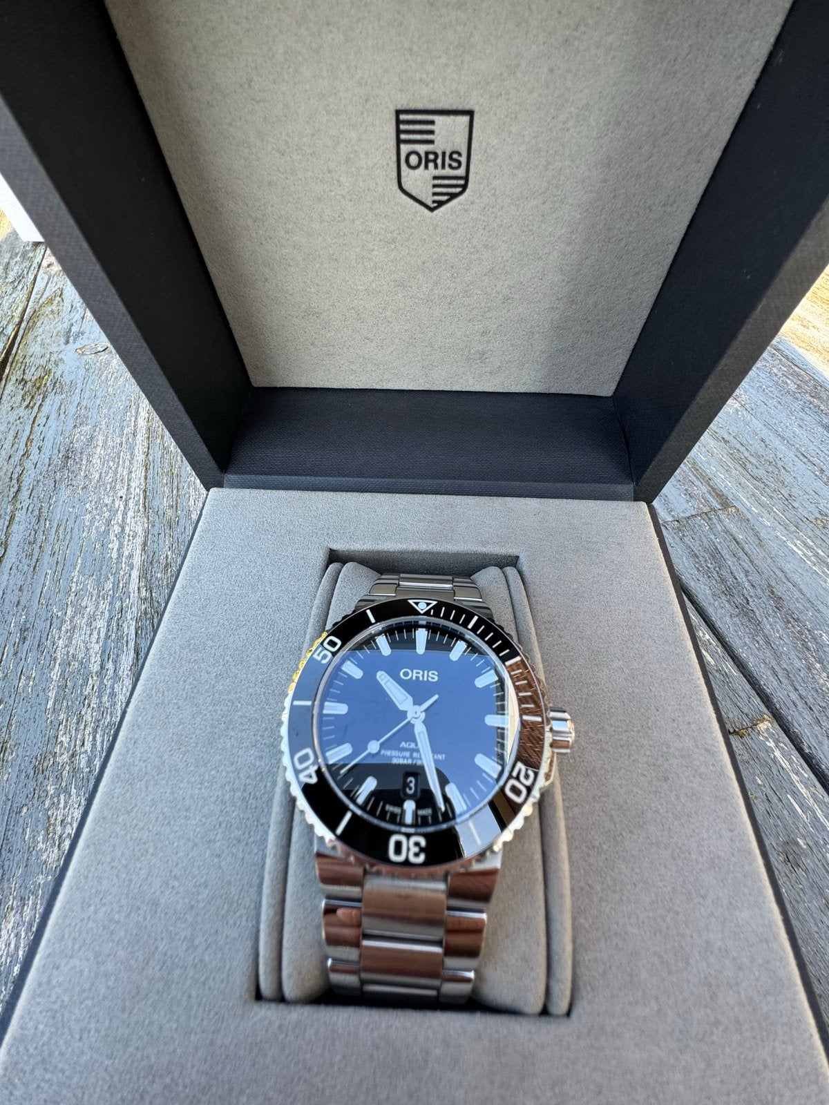 Oris Aquis Date 43.5mm - Absolute nieuwstaat, Staal, Staal, Polshorloge, Zo goed als nieuw