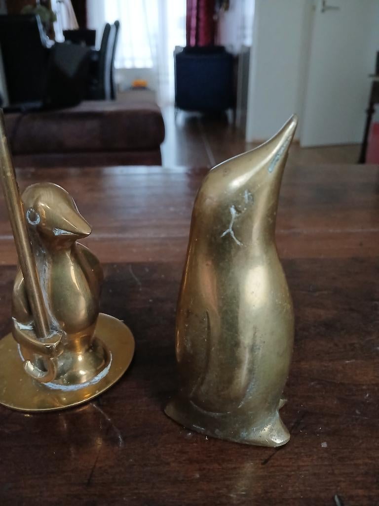 2 messing pinguïns, Ophalen of Verzenden, Gebruikt, Dier