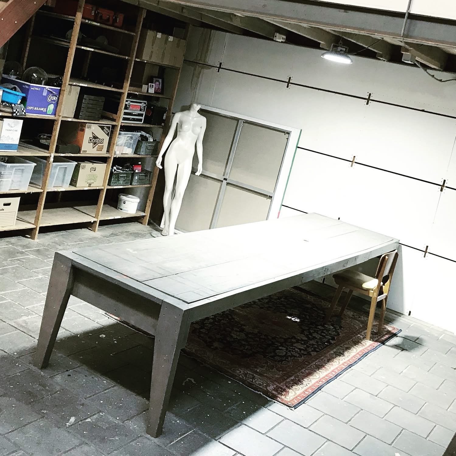 Grote zwarte tafel 4x1m, Huis en Inrichting, Ophalen, Gebruikt, 200 cm of meer, 50 tot 100 cm