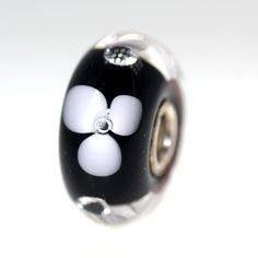 Trollbeads glaskraal Witte bloem, Sieraden, Tassen en Uiterlijk, Bedels, Glas of Kristal, Nieuw, Ophalen of Verzenden, Trollbeads
