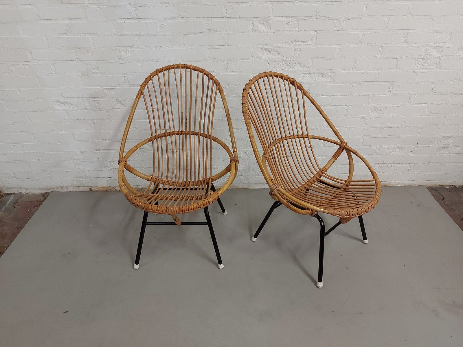 Vintage rotan Rohe Noordwolde fauteuiltjes mid century stoel, Huis en Inrichting, Stoelen, Zo goed als nieuw, Twee, Riet of Rotan