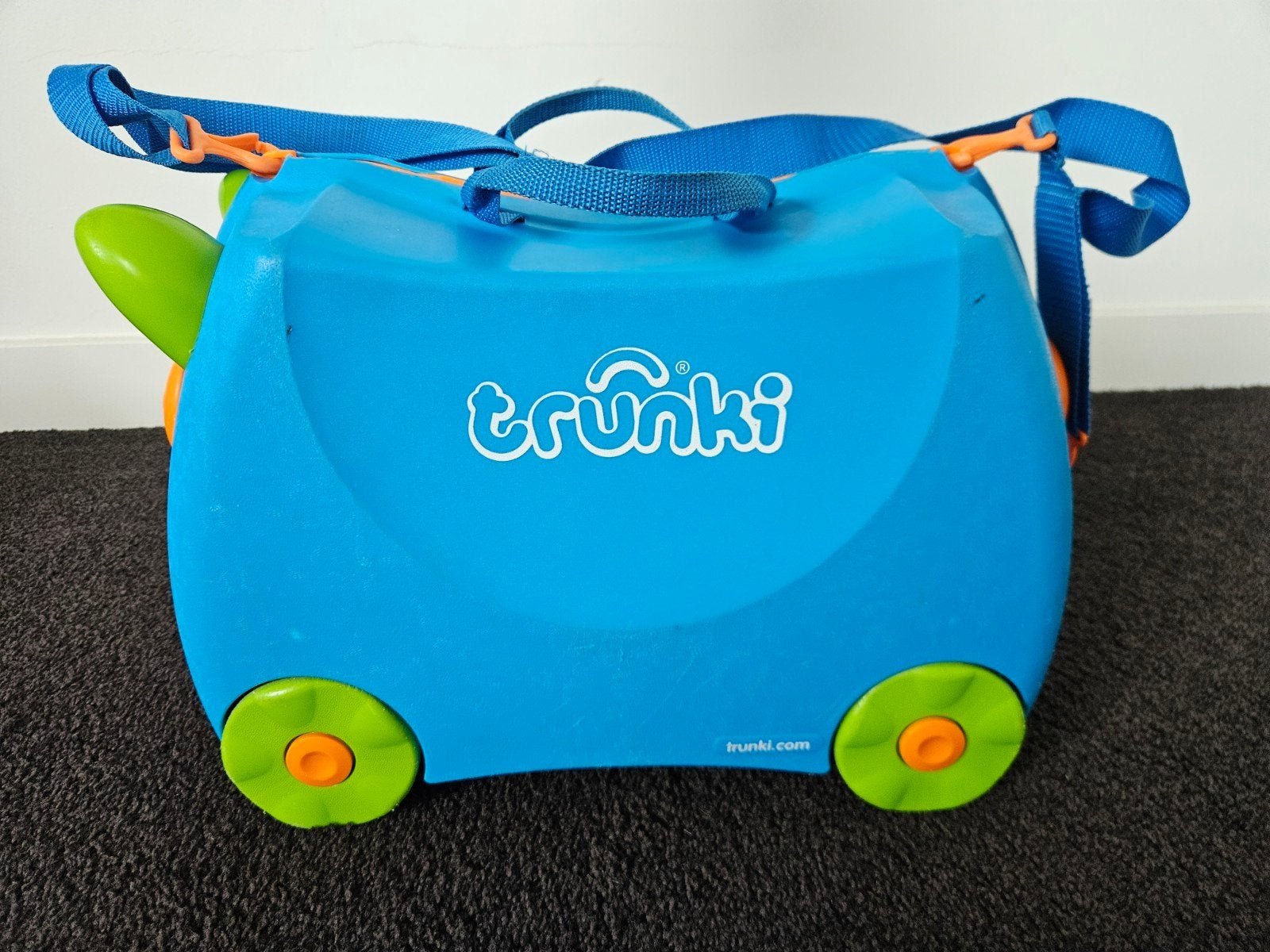 Trunki kinder koffer blauw met gebruikerssporen, Ophalen, Gebruikt