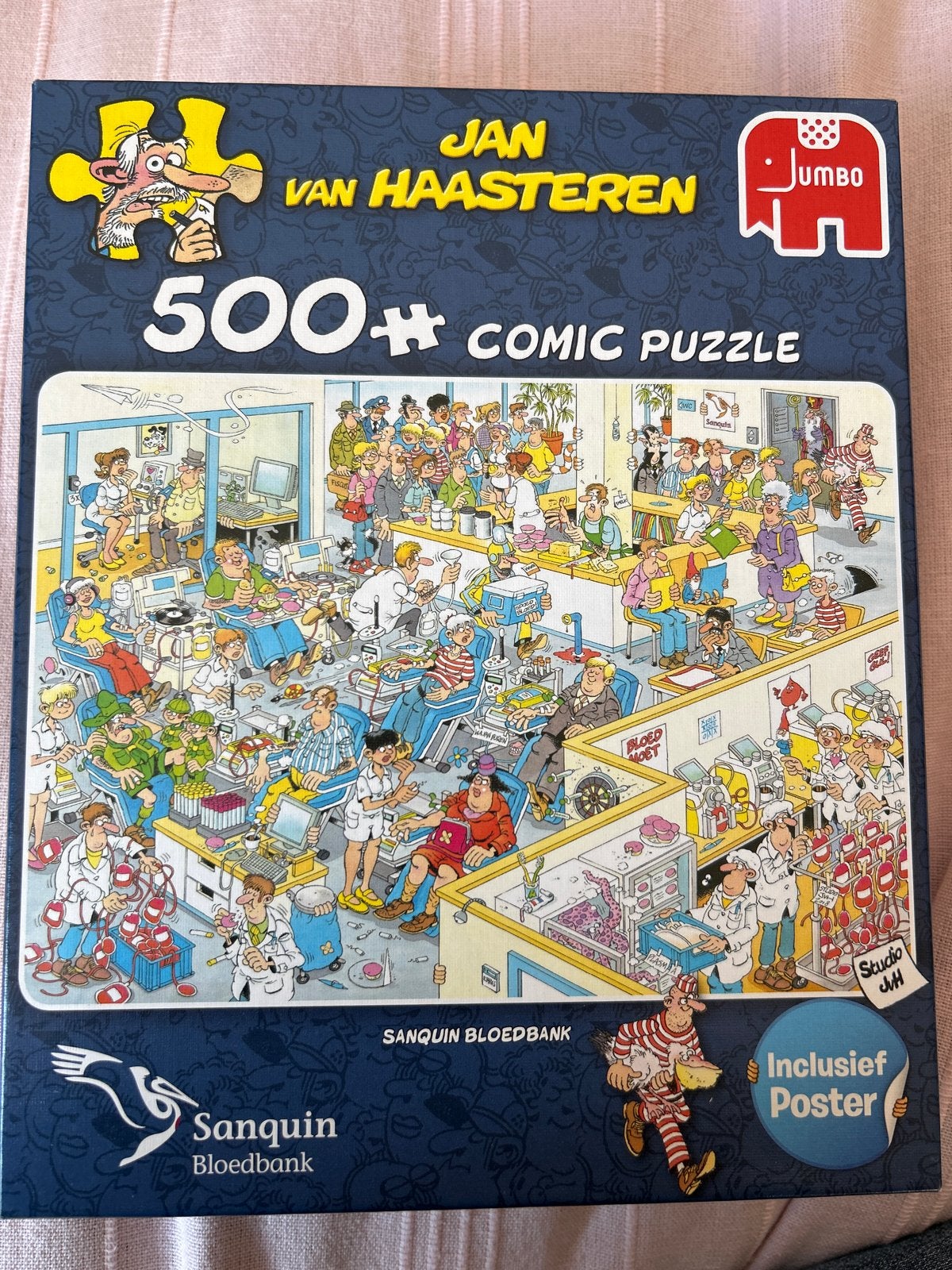 Jan van Haasteren Sanquin Bloedbank 500+ stukjes, Ophalen, 500 t/m 1500 stukjes, Zo goed als nieuw, Legpuzzel