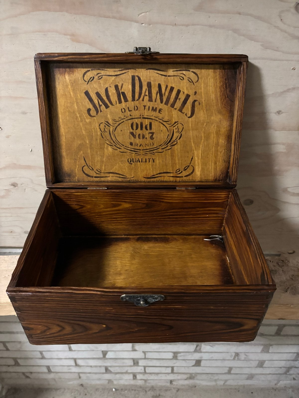 Jack Daniel's Houten Opbergdoos - Handgemaakt, Minder dan 50 cm, Minder dan 50 cm, Ophalen of Verzenden, Zo goed als nieuw