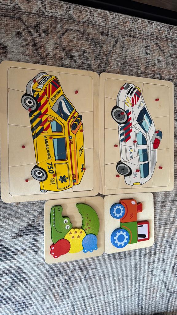 Houten puzzels kind, Ophalen of Verzenden, Minder dan 10 stukjes, Zo goed als nieuw, 6 maanden tot 2 jaar