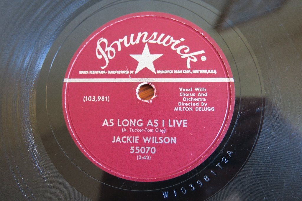Jackie Wilson As Long As I Live 78rpm 78 toeren rock-ola hit, Gebruikt, 10 inch, Ophalen of Verzenden, Soul