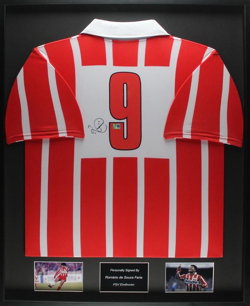 Romario PSV Eindhoven 90/92 Ingelijst gesigneerd Thuis Shirt, Verzamelen, Sportartikelen en Voetbal, Soccersignings.nl, Shirt