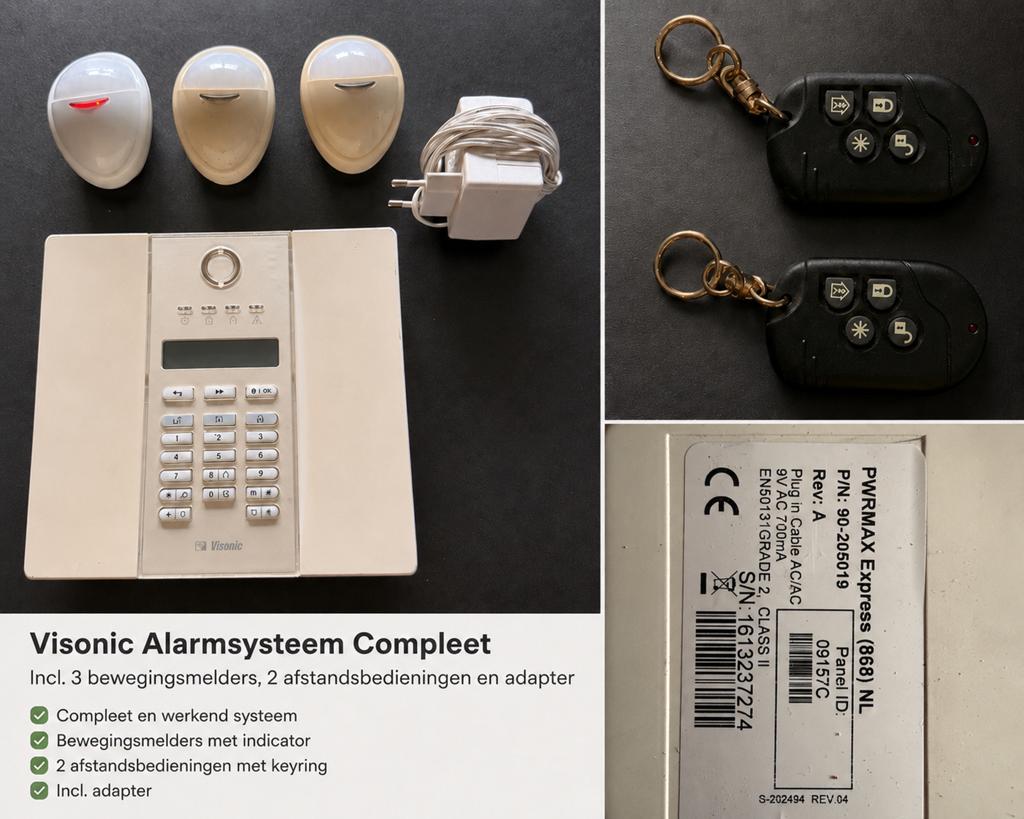 Visonic Alarmsysteem Compleet met Bewegingsmelders, Ophalen, Compleet systeem, Draadloos, Beweging