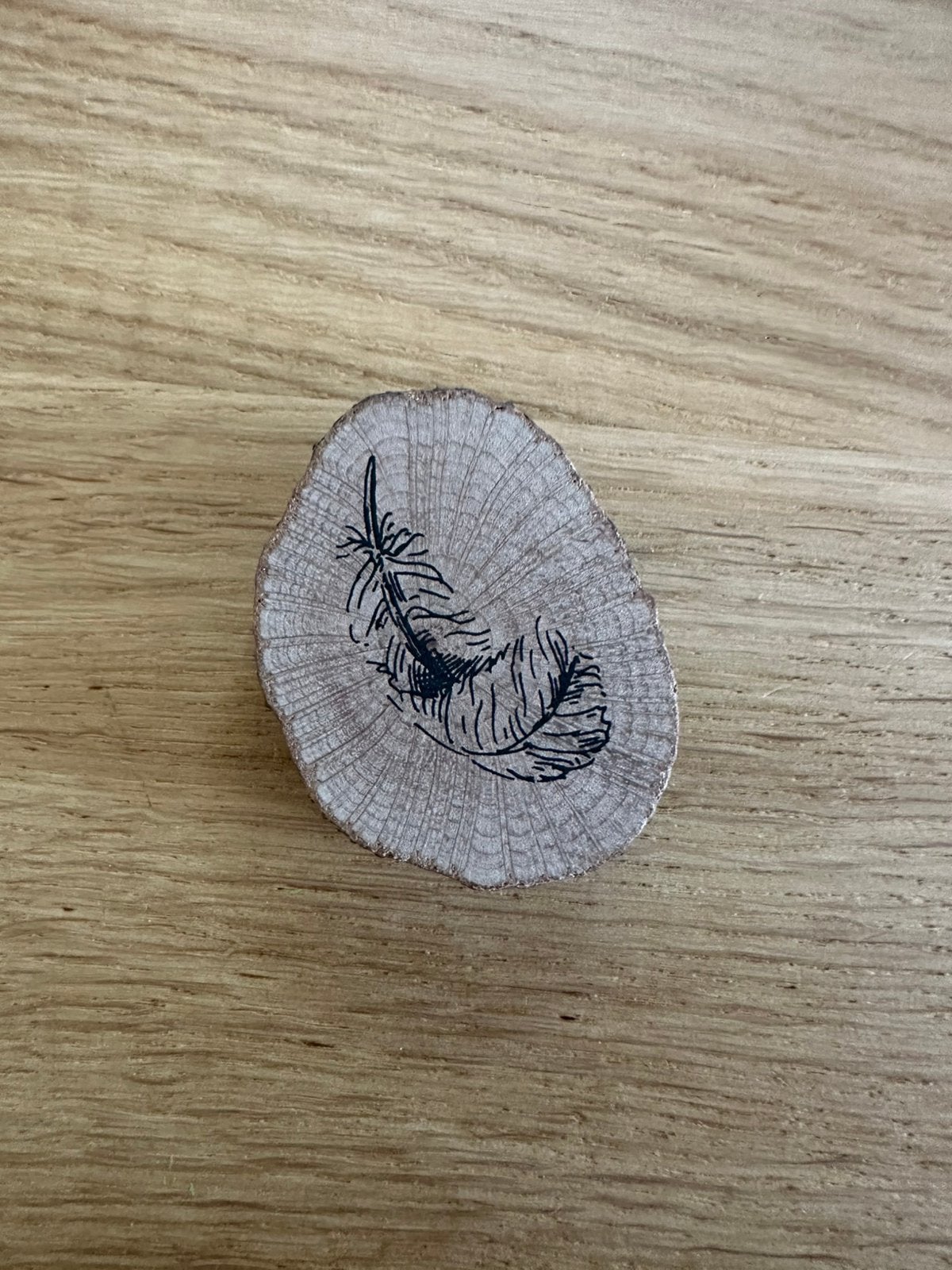 Houten stempel veertje, Hobby en Vrije tijd, Ophalen of Verzenden, Zo goed als nieuw, Houten stempel