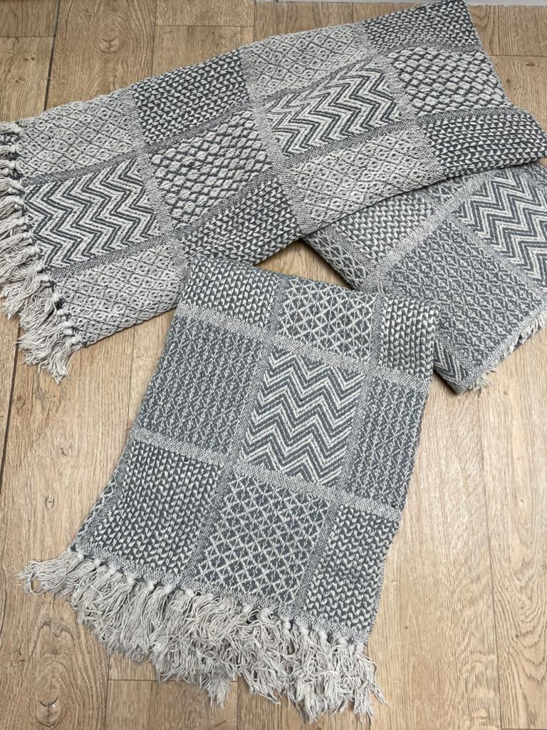 3x woondeken/ plaid Bloomingville beige/ grijs, Huis en Inrichting, Woonaccessoires | Plaids en Woondekens, Ophalen of Verzenden