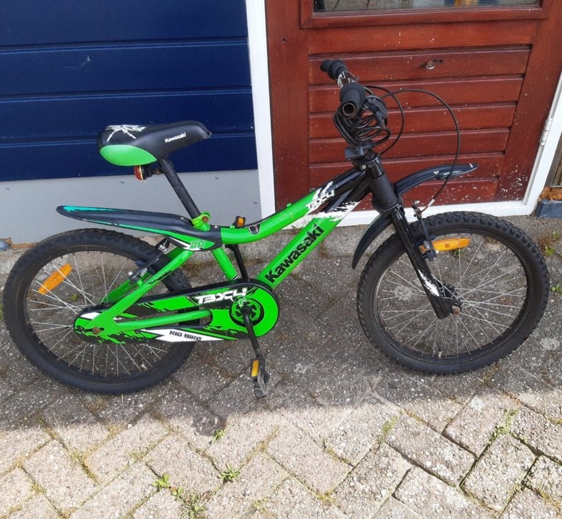 Kawasaki kinderfiets, Fietsen en Brommers, Ophalen, Terugtraprem, Gebruikt, Staal
