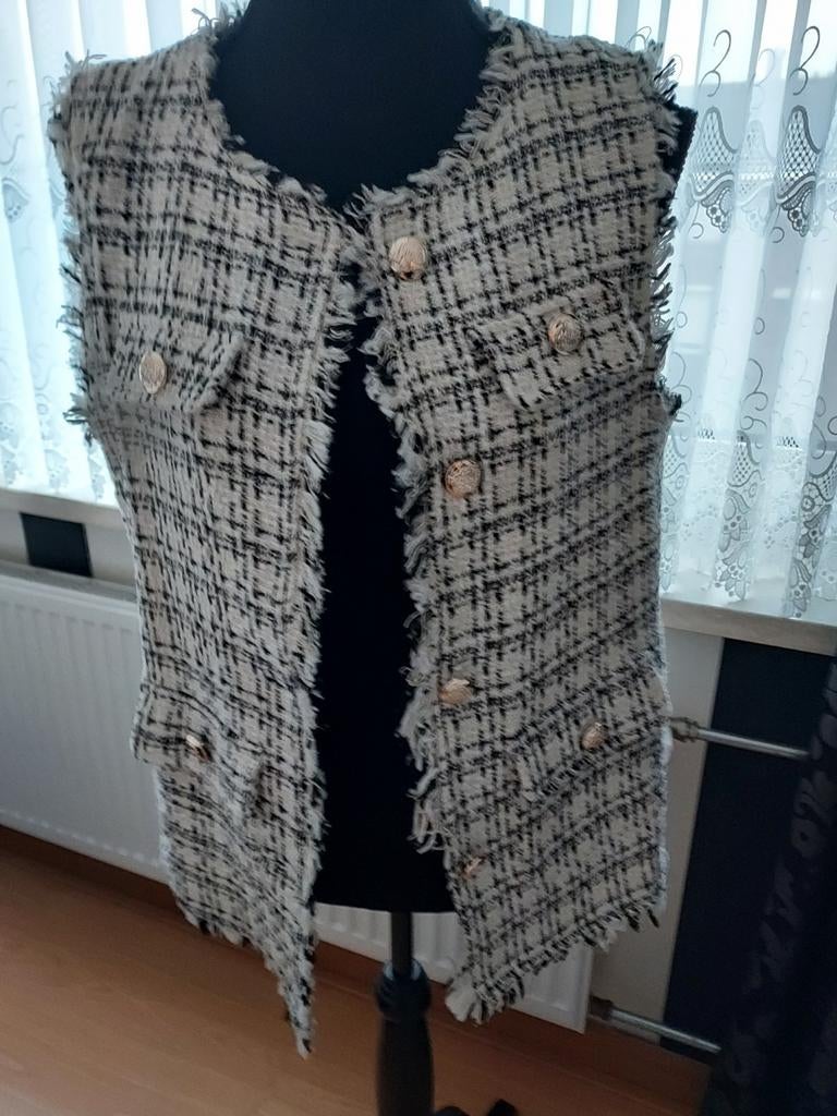Stijlvol Tweed Gilet met Gouden Knopen, Maat 38/40 (M), Overige kleuren, Ophalen of Verzenden, Onbekend