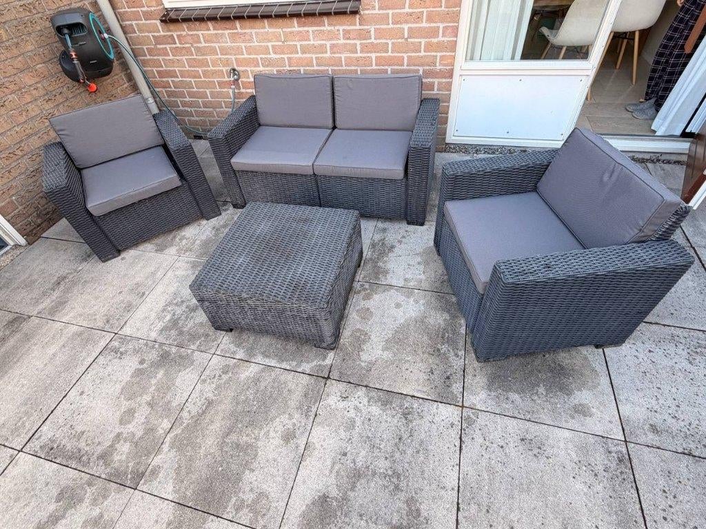 Allibert California tuin loungeset 4-delig grafiet, Tuin en Terras, Ophalen, 4 zitplaatsen, Kunststof, Gebruikt