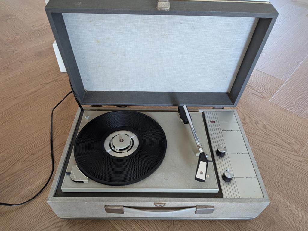 Vintage 'Discofoon' mono platenspeler jaren '60 - defect, Audio, Tv en Foto, Platenspelers, Ophalen