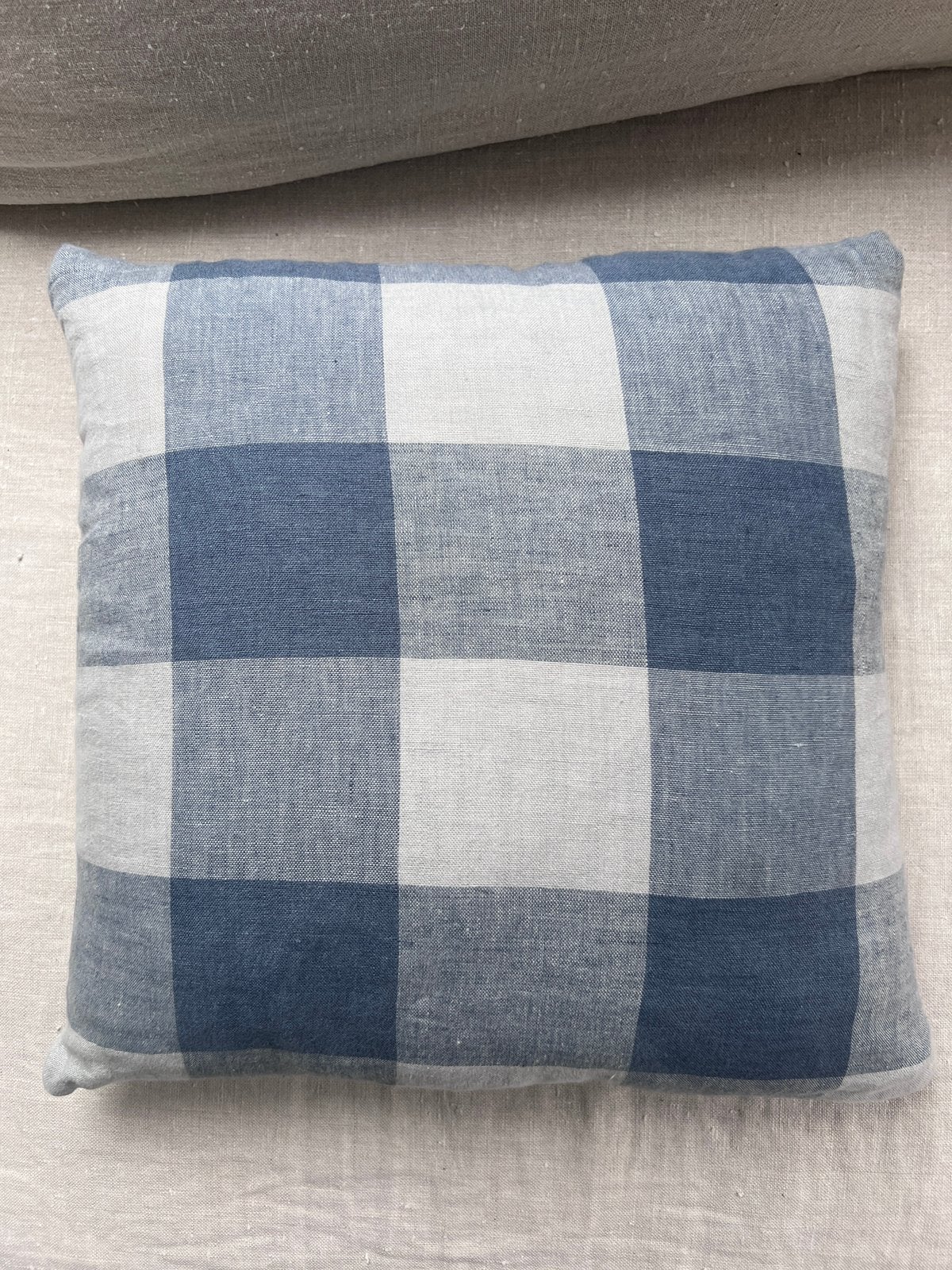 Blauw geruit kussenhoes Zara Home 45x45cm, Ophalen of Verzenden, Gebruikt, Blauw, Vierkant
